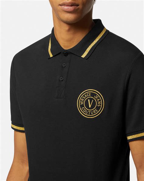 versace jeans couture v-emblem motif polo shirt|V.